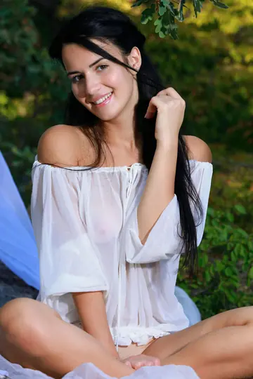 Lola Marron – Petite Ukrainian Brunette Strips Out of Her Dress Outdoors