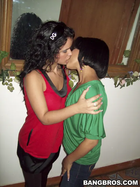 Abella Anderson: Two Busty Latina Lesbians Play with a Dildo Outdoors – photo 4 of 21