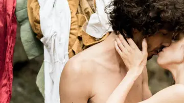 European Woman Bound Outdoors Fingers Herself to Pleasure