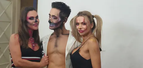 Shalina Divine: Busty MILF Brunette in Pigtails Joins Cosplay Threesome – photo 5 of 13