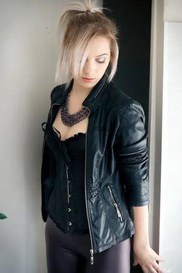 Lulya – Blonde in Leather Pants and Heels Toys Her Shaved Pussy