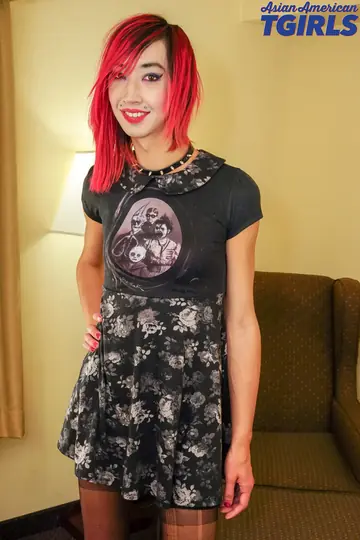 Slim Trans Woman Strips Naked and Poses Nude