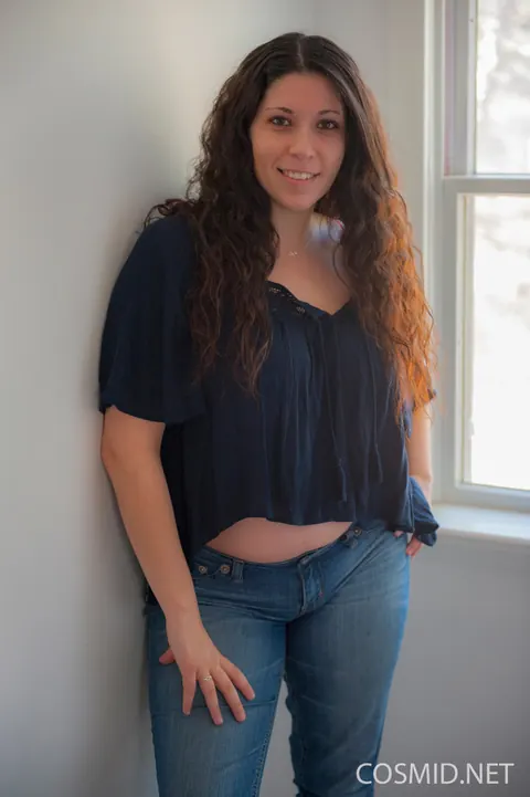 BBW Brunette Strips Out of Her Jeans to Show Her Big Tits – photo 1 of 16