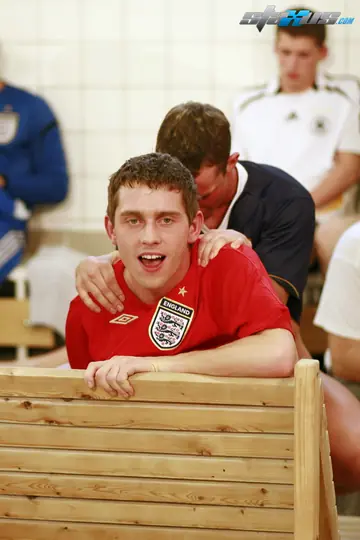 Naked Soccer Player Strokes and Fingers Himself to a Facial in the Bathroom
