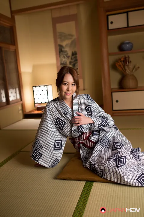 Akari Asayiri: Busty Japanese MILF Changes from Kimono into Summer Dress – photo 2 of 15