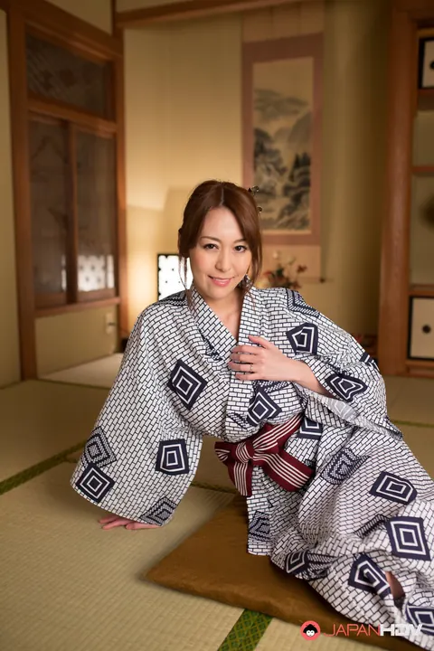 Akari Asayiri: Busty Japanese MILF Changes from Kimono into Summer Dress – photo 3 of 15