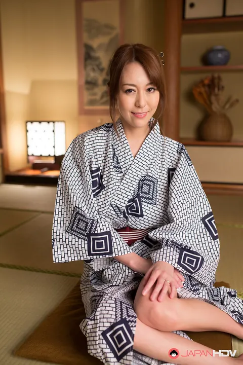 Akari Asayiri: Busty Japanese MILF Changes from Kimono into Summer Dress – photo 5 of 15