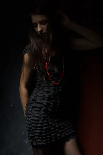 Laura S – Petite Redhead Masturbates in Stockings and a Dress