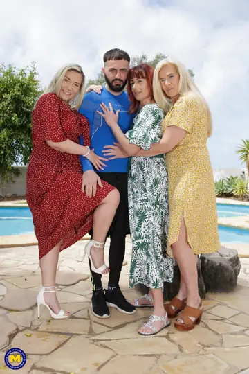 Marina Montana – Busty German MILFs Share a Cock in a Poolside Threesome
