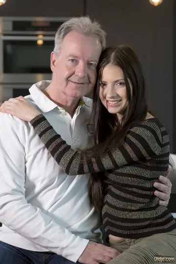 Skinny Italian Brunette Gives a Blowjob Before Kissing an Older Man