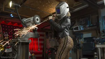 Mature Trans Woman Dominates Partner with Bondage and Kissing