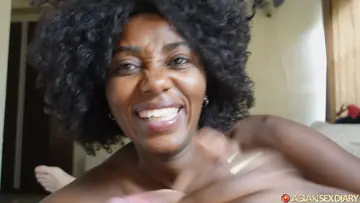 Curvy Ebony Woman Gives a Titjob Outdoors Then Fucks in a Hotel