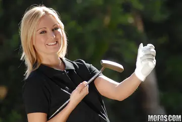 Blonde in Golf Shorts Masturbates with a Dildo at the Outdoor Gym