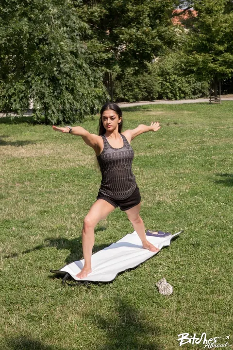 Latoya Devi: Busty Ukrainian Yoga Instructor Rides Cock Outdoors – photo 1 of 21