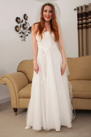 Scarlot Rose – Slim British Redhead Strips Off Her Bridal Dress for Lingerie and Stockings