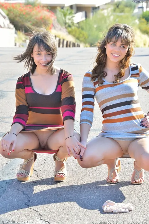 Blair Summers: Brunette Latinas in Skirts, Dresses and Heels Spread Asses Outdoors – photo 5 of 16