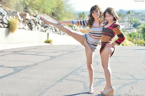 Blair Summers: Brunette Latinas in Skirts, Dresses and Heels Spread Asses Outdoors – photo 9 of 16