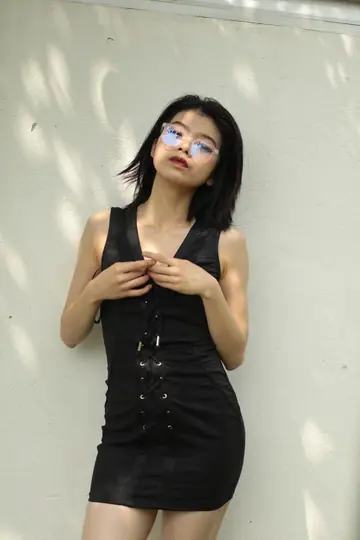 Petite Asian Woman in Glasses Strips Out of Her Dress in Public
