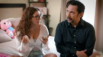 Curly Brunette in Glasses Gets Fucked Doggy Style