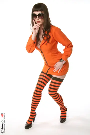 Jennifer Galbina – Busty Brunette MILF in Glasses Strips Out of Her Skirt and Stockings