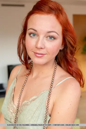 Elen Moore – Tall Redhead Pulls Panties Aside to Show Her Shaved Pussy