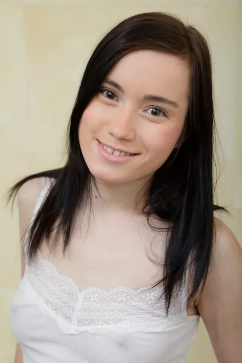 Delphina: Slim Brunette Uses a Dildo in the Bathroom After Stripping – photo 11 of 21