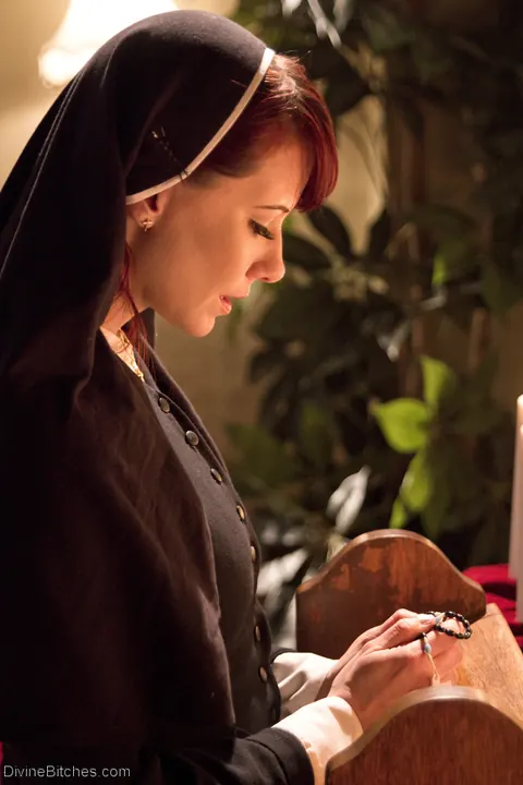 Maitresse Madeline Marlowe: Blonde Nun in a Skirt Spanks Her Bound Partner – photo 13 of 20
