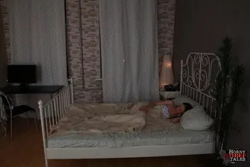 Slim Pigtail Woman Gives a Double Blowjob and Gets Fucked in a Threesome
