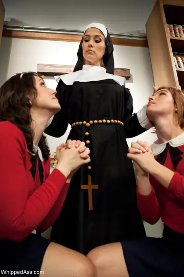Jodi Taylor – Thick Latina in Nun Costume and Lingerie Poses in the Office