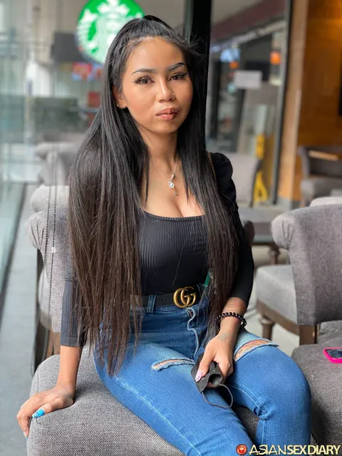 Petite Asian Babe Shows Her Big Tits in Jeans and Heels – photo 1 of 21
