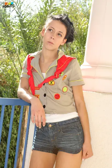 Alaina Kristar – Slim Brunette in Shorts and Uniform Sucks Cock and Takes Anal