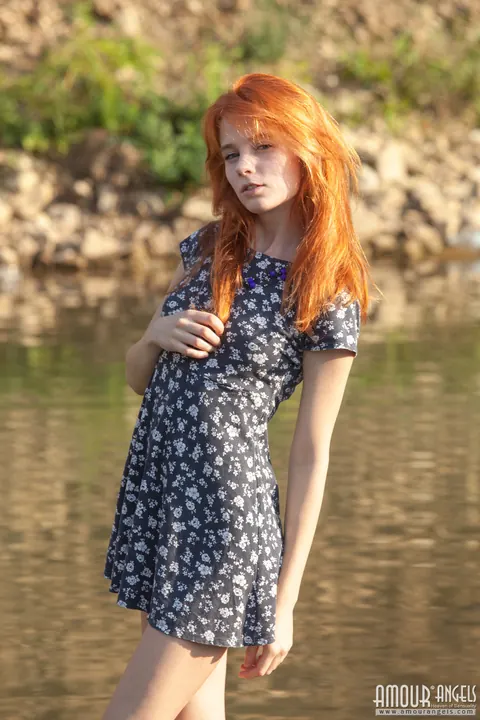Marta Gromova: Skinny Redhead Poses Nude and Spreads by a Stream – photo 1 of 20