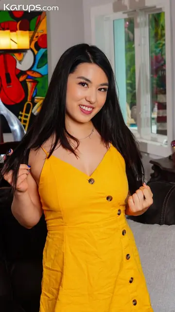 Mina Moon – Petite Korean Babe with Big Natural Tits Fingers Her Hairy Pussy