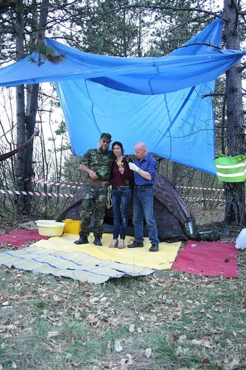 European Woman Sucks Two Soldiers Outdoors Before Fucking