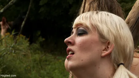 Cherry Torn & Rain DeGrey: Tall Redhead in Lesbian Bondage Outdoors – photo 8 of 21