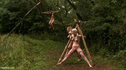 Cherry Torn & Rain DeGrey: Tall Redhead in Lesbian Bondage Outdoors – photo 21 of 21