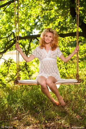 Zarina A – Hairy Blonde Lifts Her Dress and Spreads Outdoors