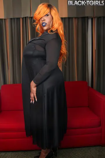 Ebony Trans MILF with Big Tits Strips Nude and Poses