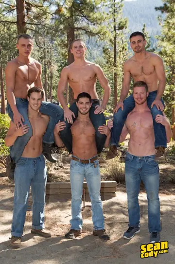 Thick Jocks Bareback in an Outdoor Gay Orgy