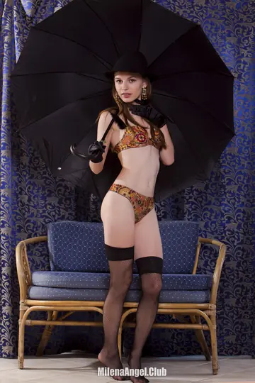 Milena D – Blonde in Stockings Poses and Fingers Her Pussy