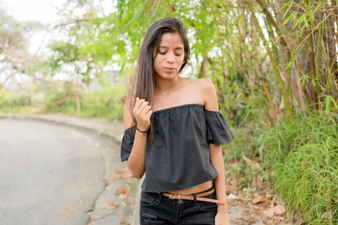Karin Torres: Latina Brunette Sits on a Swing in Ripped Jeans – photo 3 of 16
