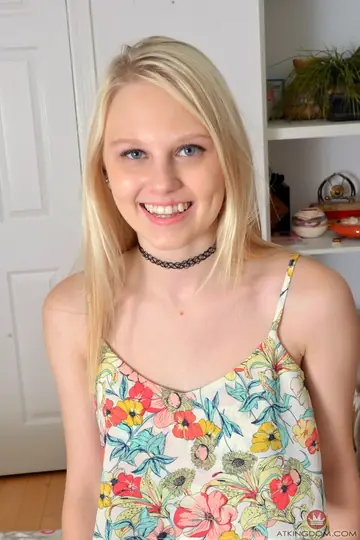 Petite Blonde Spreads Her Hairy Pussy Wide