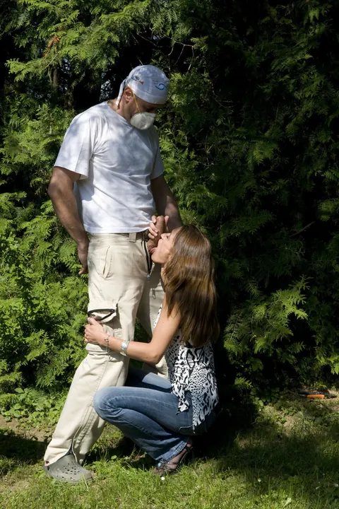 European Blonde MILF Swallows Load at the Forest Edge – photo 4 of 12