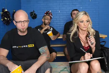 Sindy Lange – Busty Blonde MILF Gives a Footjob and Rides Her Partner After Basketball