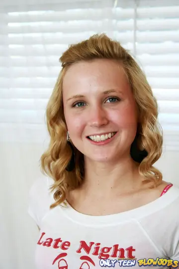 Kimber Clarkson – Petite Curly Blonde Gives a Blowjob and Takes a Cumshot in Her Mouth