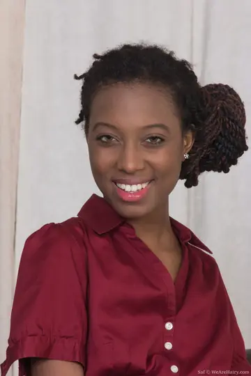 Slim Ebony Woman Spreads Her Hairy Pussy in the Office