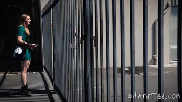 Redhead in Bondage Sucks Black Cock and Takes Anal