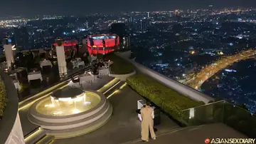 Asian Woman Strips Outdoors Then Sucks Cock in a Hotel