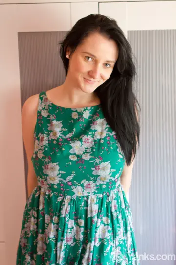 Aeryn Walker – Brunette Lifts Her Skirt to Show Her Big Natural Tits and Hairy Bush