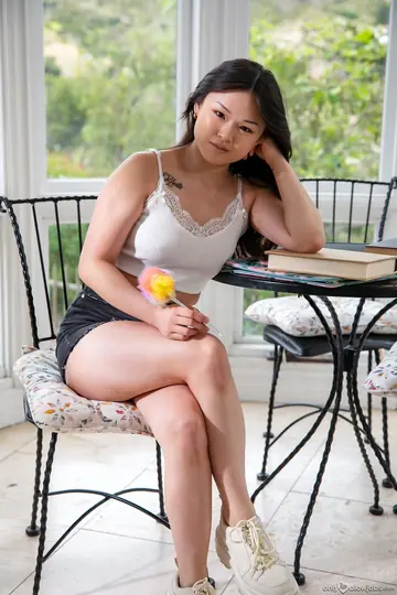 Lulu Chu – Asian Brunette Deepthroats Tutor and Takes Cum in Mouth
